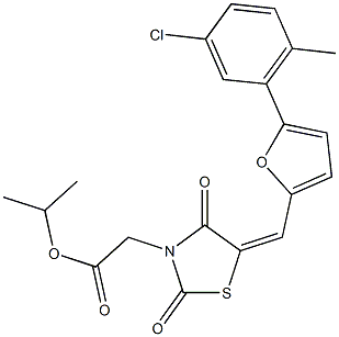 isopropyl (5-{[5-(5-chloro-2-methylphenyl)-2-furyl]methylene}-2,4-dioxo-1,3-thiazolidin-3-yl)acetate 化学構造式