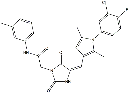 2-(4-{[1-(3-chloro-4-fluorophenyl)-2,5-dimethyl-1H-pyrrol-3-yl]methylene}-2,5-dioxo-1-imidazolidinyl)-N-(3-methylphenyl)acetamide|