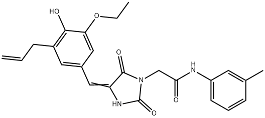 2-[4-(3-allyl-5-ethoxy-4-hydroxybenzylidene)-2,5-dioxo-1-imidazolidinyl]-N-(3-methylphenyl)acetamide 化学構造式