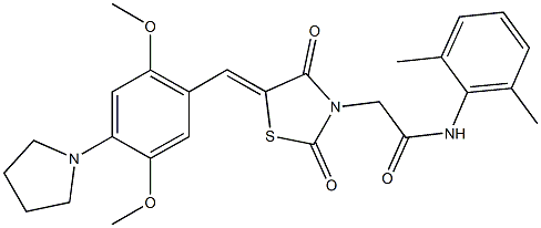 2-{5-[2,5-dimethoxy-4-(1-pyrrolidinyl)benzylidene]-2,4-dioxo-1,3-thiazolidin-3-yl}-N-(2,6-dimethylphenyl)acetamide|