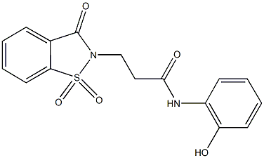 3-(1,1-dioxido-3-oxo-1,2-benzisothiazol-2(3H)-yl)-N-(2-hydroxyphenyl)propanamide 化学構造式