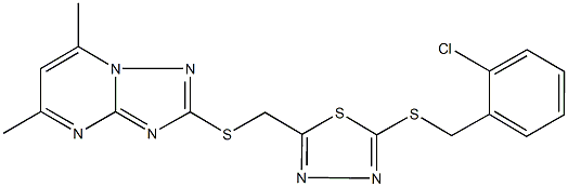 2-[({5-[(2-chlorobenzyl)sulfanyl]-1,3,4-thiadiazol-2-yl}methyl)sulfanyl]-5,7-dimethyl[1,2,4]triazolo[1,5-a]pyrimidine Structure