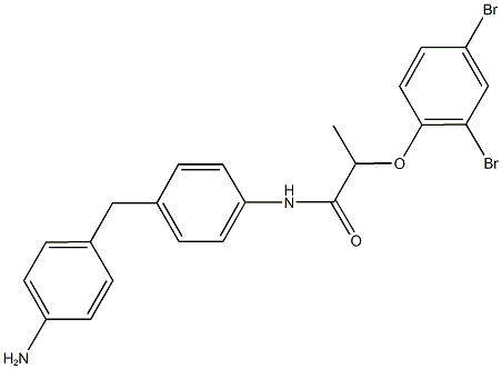 N-[4-(4-aminobenzyl)phenyl]-2-(2,4-dibromophenoxy)propanamide Struktur