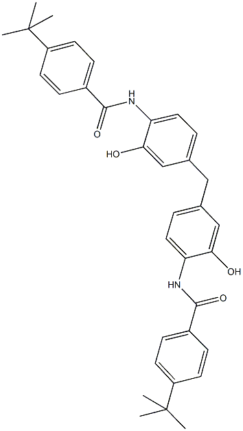 4-tert-butyl-N-(4-{4-[(4-tert-butylbenzoyl)amino]-3-hydroxybenzyl}-2-hydroxyphenyl)benzamide Structure