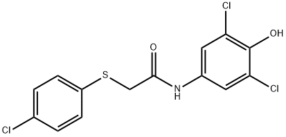 2-[(4-chlorophenyl)sulfanyl]-N-(3,5-dichloro-4-hydroxyphenyl)acetamide Structure
