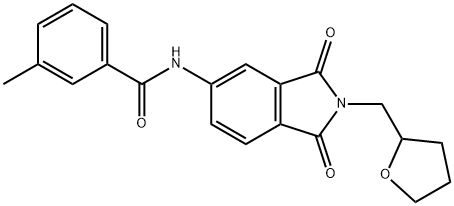 N-[1,3-dioxo-2-(tetrahydro-2-furanylmethyl)-2,3-dihydro-1H-isoindol-5-yl]-3-methylbenzamide 化学構造式