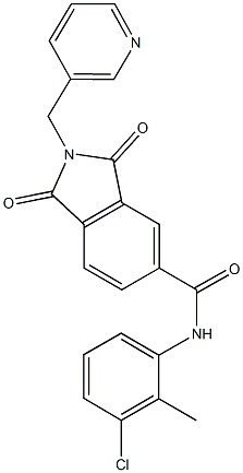 N-(3-chloro-2-methylphenyl)-1,3-dioxo-2-(3-pyridinylmethyl)-5-isoindolinecarboxamide Structure