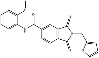 2-(2-furylmethyl)-N-(2-methoxyphenyl)-1,3-dioxo-5-isoindolinecarboxamide Struktur