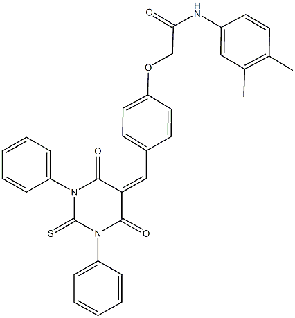N-(3,4-dimethylphenyl)-2-{4-[(4,6-dioxo-1,3-diphenyl-2-thioxotetrahydropyrimidin-5(2H)-ylidene)methyl]phenoxy}acetamide Structure