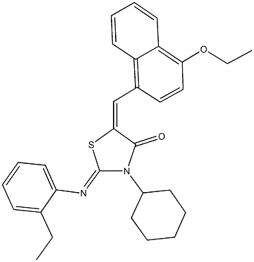 3-cyclohexyl-5-[(4-ethoxy-1-naphthyl)methylene]-2-[(2-ethylphenyl)imino]-1,3-thiazolidin-4-one,666712-08-9,结构式