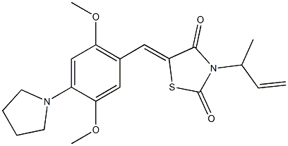 5-[2,5-dimethoxy-4-(1-pyrrolidinyl)benzylidene]-3-(1-methyl-2-propenyl)-1,3-thiazolidine-2,4-dione Structure