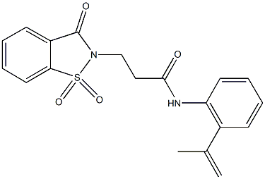 3-(1,1-dioxido-3-oxo-1,2-benzisothiazol-2(3H)-yl)-N-(2-isopropenylphenyl)propanamide 化学構造式