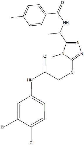 N-[1-(5-{[2-(3-bromo-4-chloroanilino)-2-oxoethyl]sulfanyl}-4-methyl-4H-1,2,4-triazol-3-yl)ethyl]-4-methylbenzamide Structure