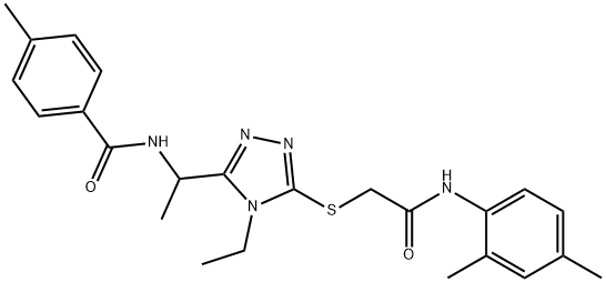 N-[1-(5-{[2-(2,4-dimethylanilino)-2-oxoethyl]sulfanyl}-4-ethyl-4H-1,2,4-triazol-3-yl)ethyl]-4-methylbenzamide Struktur