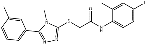 N-(4-iodo-2-methylphenyl)-2-{[4-methyl-5-(3-methylphenyl)-4H-1,2,4-triazol-3-yl]sulfanyl}acetamide 化学構造式