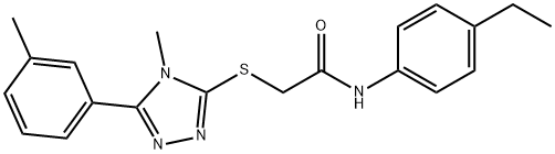 N-(4-ethylphenyl)-2-{[4-methyl-5-(3-methylphenyl)-4H-1,2,4-triazol-3-yl]sulfanyl}acetamide 化学構造式