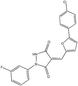4-{[5-(4-chlorophenyl)-2-furyl]methylene}-1-(3-fluorophenyl)-3,5-pyrazolidinedione Structure