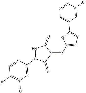 666713-67-3 1-(3-chloro-4-fluorophenyl)-4-{[5-(3-chlorophenyl)-2-furyl]methylene}-3,5-pyrazolidinedione
