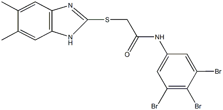 2-[(5,6-dimethyl-1H-benzimidazol-2-yl)sulfanyl]-N-(3,4,5-tribromophenyl)acetamide,666714-00-7,结构式