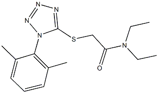 2-{[1-(2,6-dimethylphenyl)-1H-tetraazol-5-yl]sulfanyl}-N,N-diethylacetamide Struktur