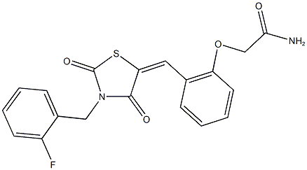 2-(2-{[3-(2-fluorobenzyl)-2,4-dioxo-1,3-thiazolidin-5-ylidene]methyl}phenoxy)acetamide 化学構造式