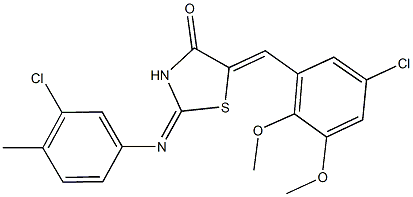 5-(5-chloro-2,3-dimethoxybenzylidene)-2-[(3-chloro-4-methylphenyl)imino]-1,3-thiazolidin-4-one 结构式