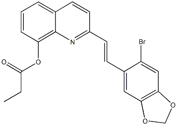 2-[2-(6-bromo-1,3-benzodioxol-5-yl)vinyl]-8-quinolinyl propionate 结构式