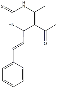 1-[6-methyl-4-(2-phenylvinyl)-2-thioxo-1,2,3,4-tetrahydro-5-pyrimidinyl]ethanone Structure