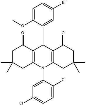 9-(5-bromo-2-methoxyphenyl)-10-(2,5-dichlorophenyl)-3,3,6,6-tetramethyl-3,4,6,7,9,10-hexahydro-1,8(2H,5H)-acridinedione Structure