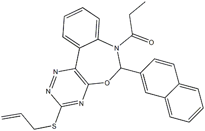 allyl 6-(2-naphthyl)-7-propionyl-6,7-dihydro[1,2,4]triazino[5,6-d][3,1]benzoxazepin-3-yl sulfide,666819-03-0,结构式