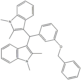 benzyl 3-[bis(1,2-dimethyl-1H-indol-3-yl)methyl]phenyl ether Struktur