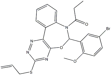 666819-12-1 3-(allylsulfanyl)-6-(5-bromo-2-methoxyphenyl)-7-propionyl-6,7-dihydro[1,2,4]triazino[5,6-d][3,1]benzoxazepine