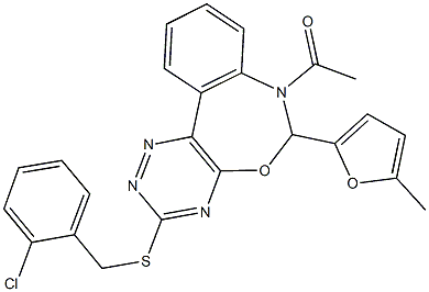 7-acetyl-6-(5-methyl-2-furyl)-6,7-dihydro[1,2,4]triazino[5,6-d][3,1]benzoxazepin-3-yl 2-chlorobenzyl sulfide,666819-16-5,结构式