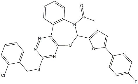 7-acetyl-6-[5-(4-fluorophenyl)-2-furyl]-6,7-dihydro[1,2,4]triazino[5,6-d][3,1]benzoxazepin-3-yl 2-chlorobenzyl sulfide Structure