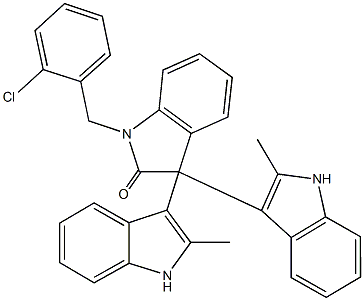 1-(2-chlorobenzyl)-3,3-bis(2-methyl-1H-indol-3-yl)-1,3-dihydro-2H-indol-2-one Struktur