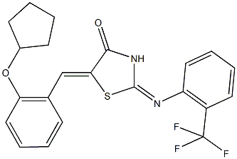 5-[2-(cyclopentyloxy)benzylidene]-2-{[2-(trifluoromethyl)phenyl]imino}-1,3-thiazolidin-4-one Structure