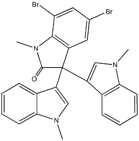 5,7-dibromo-3,3-bis(1-methyl-1H-indol-3-yl)-1-methyl-1,3-dihydro-2H-indol-2-one,666819-39-2,结构式