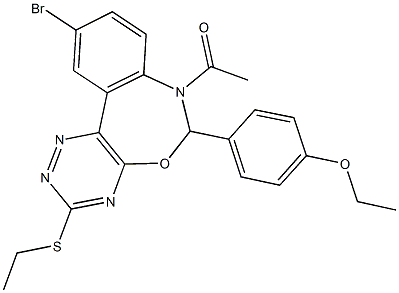 7-acetyl-10-bromo-6-(4-ethoxyphenyl)-3-(ethylsulfanyl)-6,7-dihydro[1,2,4]triazino[5,6-d][3,1]benzoxazepine Structure