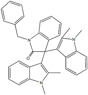 1-benzyl-1,3-dihydro-3,3-bis(1,2-dimethyl-1H-indol-3-yl)-2H-indol-2-one Structure