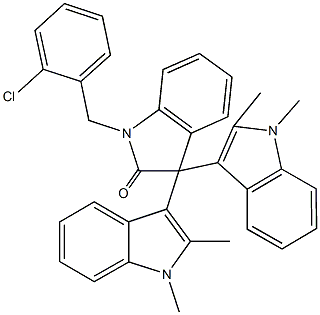 1-(2-chlorobenzyl)-1,3-dihydro-3,3-bis(1,2-dimethyl-1H-indol-3-yl)-2H-indol-2-one 结构式