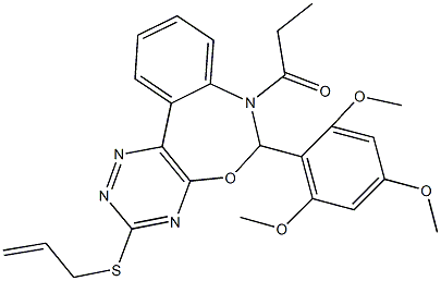 666819-57-4 3-(allylsulfanyl)-7-propionyl-6-(2,4,6-trimethoxyphenyl)-6,7-dihydro[1,2,4]triazino[5,6-d][3,1]benzoxazepine
