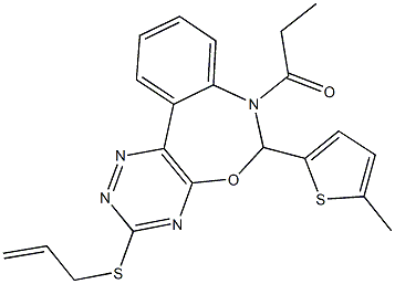 allyl 6-(5-methyl-2-thienyl)-7-propionyl-6,7-dihydro[1,2,4]triazino[5,6-d][3,1]benzoxazepin-3-yl sulfide Structure