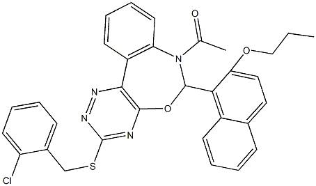 1-{7-acetyl-3-[(2-chlorobenzyl)sulfanyl]-6,7-dihydro[1,2,4]triazino[5,6-d][3,1]benzoxazepin-6-yl}-2-naphthyl propyl ether Structure