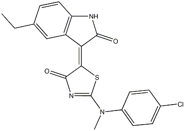 666819-81-4 3-(2-[4-chloro(methyl)anilino]-4-oxo-1,3-thiazol-5(4H)-ylidene)-5-ethyl-1,3-dihydro-2H-indol-2-one