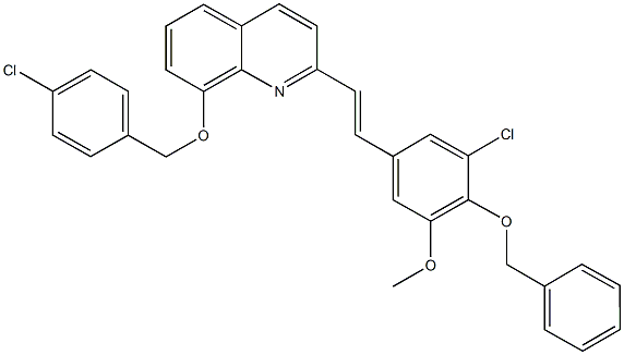 2-{2-[4-(benzyloxy)-3-chloro-5-methoxyphenyl]vinyl}-8-[(4-chlorobenzyl)oxy]quinoline Struktur