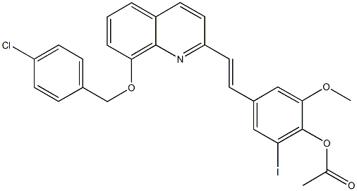 4-(2-{8-[(4-chlorobenzyl)oxy]-2-quinolinyl}vinyl)-2-iodo-6-methoxyphenyl acetate Structure