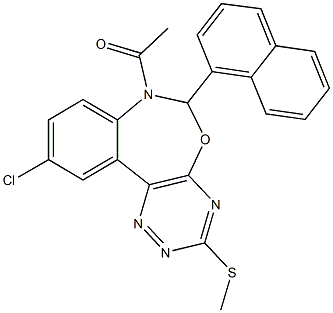 7-acetyl-10-chloro-6-(1-naphthyl)-6,7-dihydro[1,2,4]triazino[5,6-d][3,1]benzoxazepin-3-yl methyl sulfide Structure