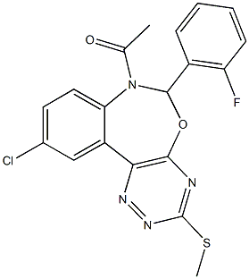 7-acetyl-10-chloro-6-(2-fluorophenyl)-6,7-dihydro[1,2,4]triazino[5,6-d][3,1]benzoxazepin-3-yl methyl sulfide Structure