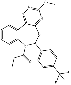 methyl 7-propionyl-6-[4-(trifluoromethyl)phenyl]-6,7-dihydro[1,2,4]triazino[5,6-d][3,1]benzoxazepin-3-yl sulfide,666820-00-4,结构式