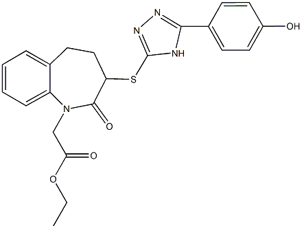 ethyl (3-{[5-(4-hydroxyphenyl)-4H-1,2,4-triazol-3-yl]sulfanyl}-2-oxo-2,3,4,5-tetrahydro-1H-1-benzazepin-1-yl)acetate Structure